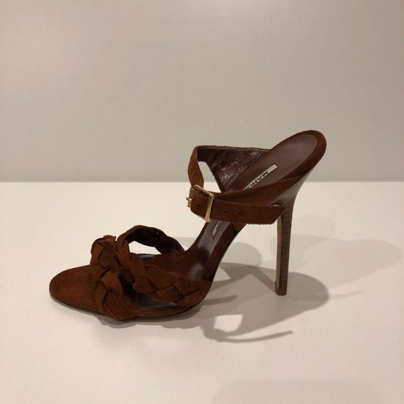 Manolo Blahnik New Braided Suede Mule Heel Sandal - Picture 5 of 10
